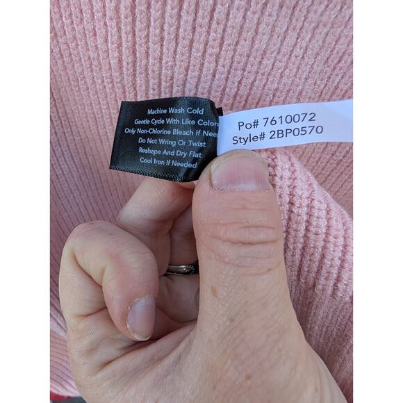 Boston Proper Women's Half Zip Sweater Dress Sz Small Blush Pink Ribbed Cozy - Picture 8 of 9